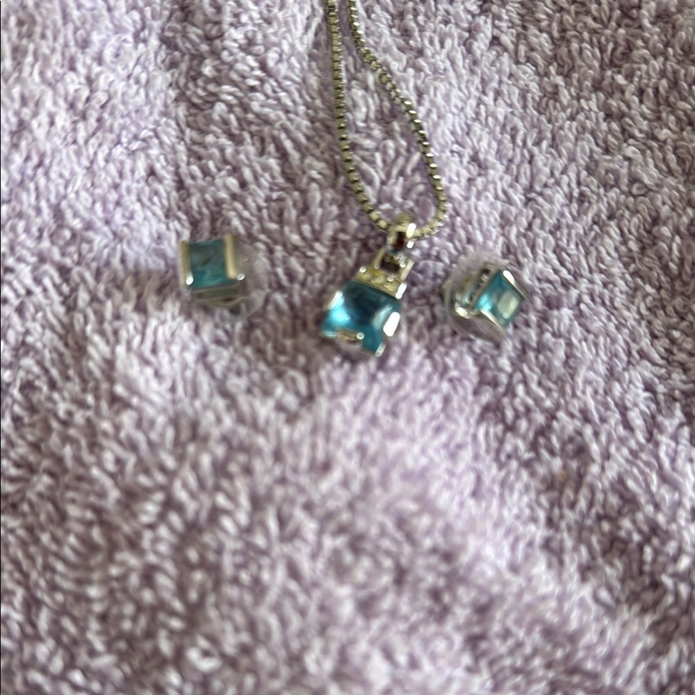Aquamarine and Silver Jewelry Set by Swarovski